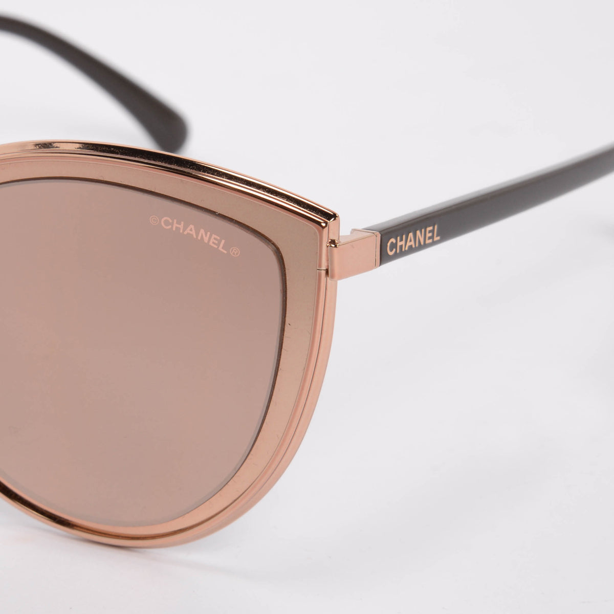 Chanel Rose Gold Metal Cat Eye Sunglasses