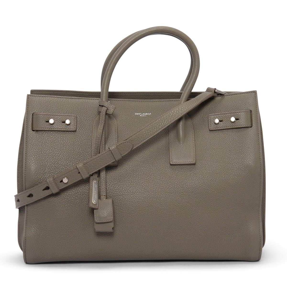 Saint Laurent Light Khaki Grained Calfskin Large Sac de Jour Tote