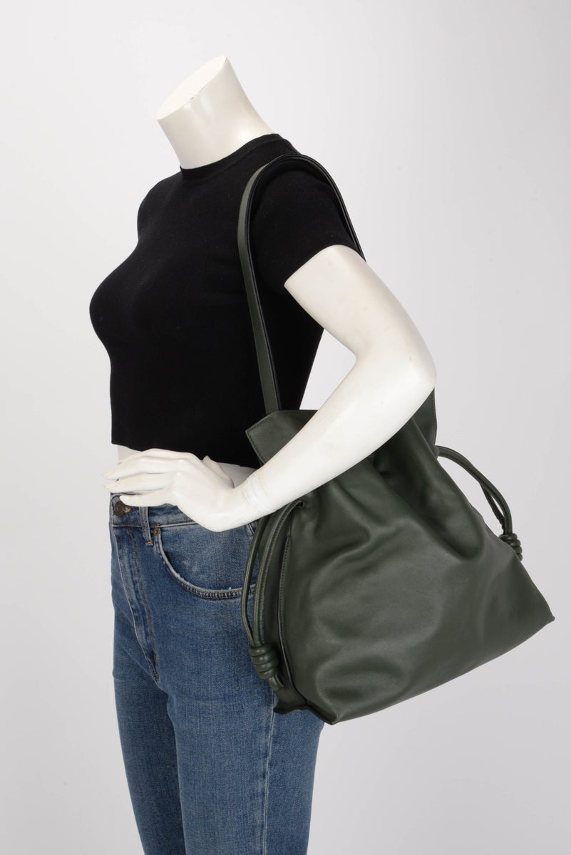 Loewe Vintage Khaki Nappa Calfskin Large Flamenco Clutch