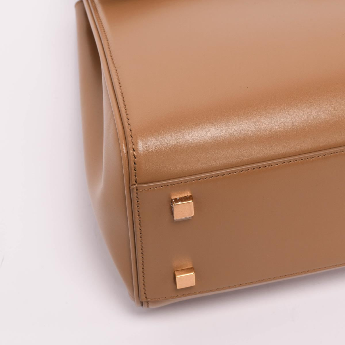 Saint Laurent Camel Calfskin Le Fermoir Top Handle Bag