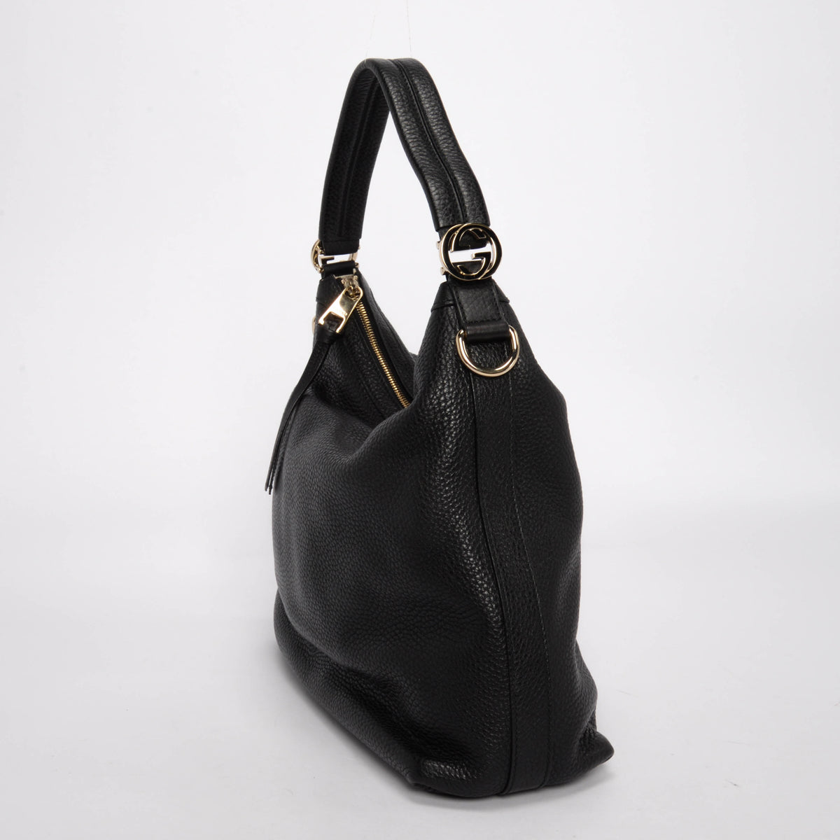Gucci Black Grained Calfskin Small Miss GG Hobo Bag