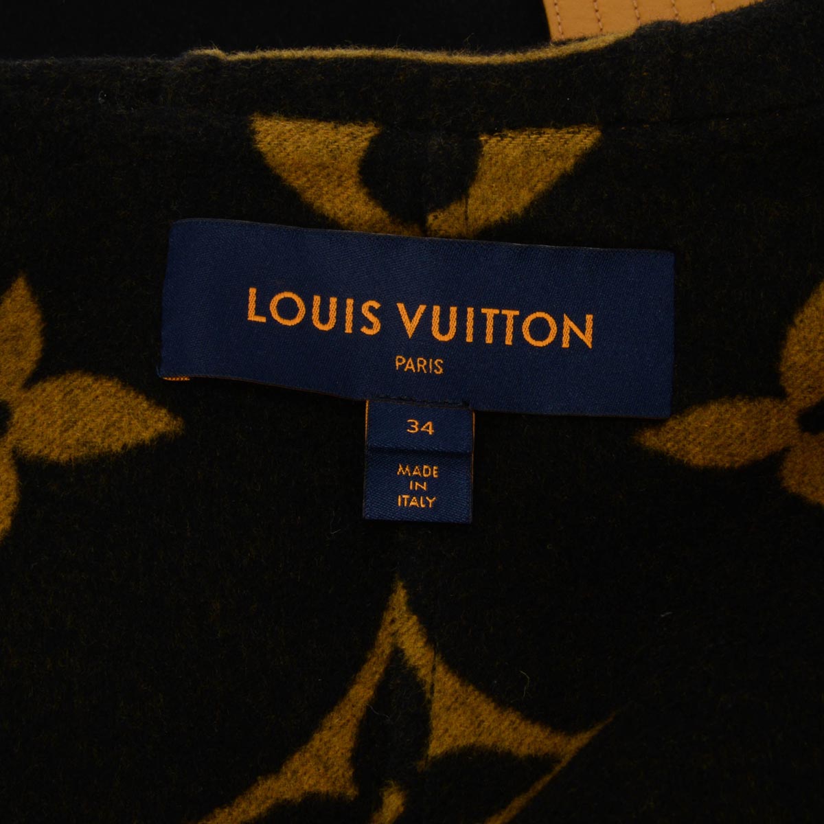 Louis Vuitton Black Wool Monogram Hooded Wrap Coat FR 34