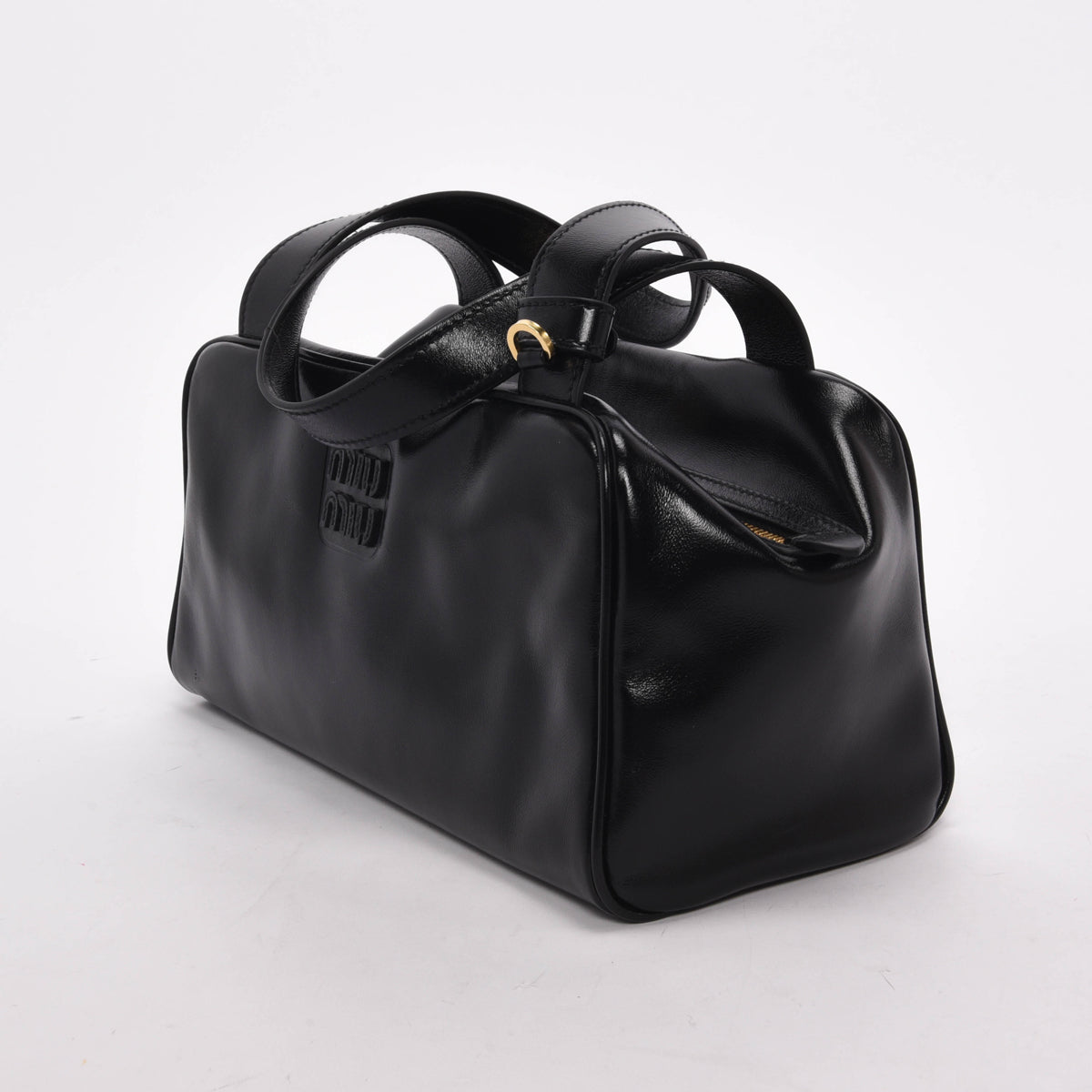 Miu Miu Black Soft Lux Bauletto Logo Bag