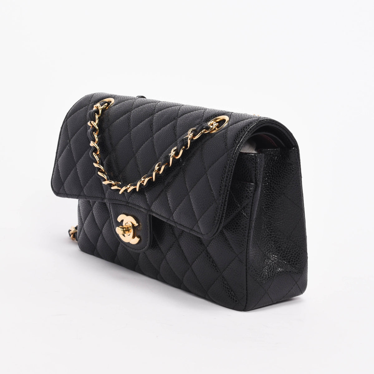 Chanel Black Quilted Caviar Small Classic Flap Bag