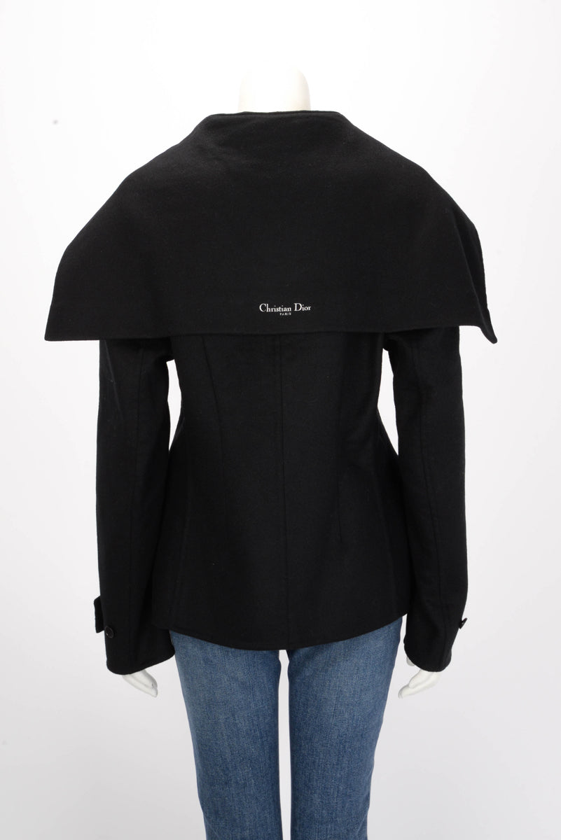 Dior Black Wool Sailor Collar Fitted Jacket FR 44