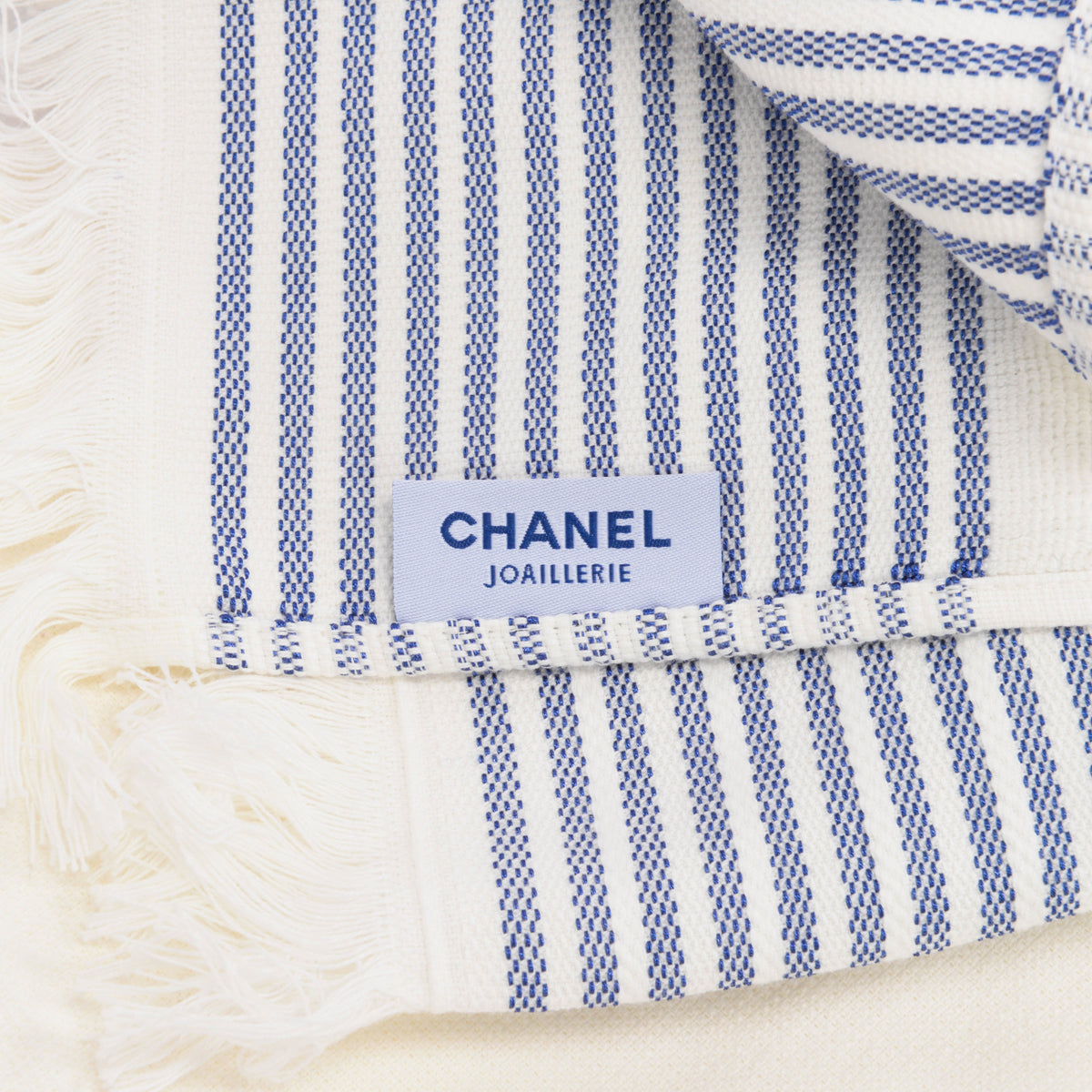 Chanel White & Blue Cotton Canvas Joaillerie VIP Towel Set