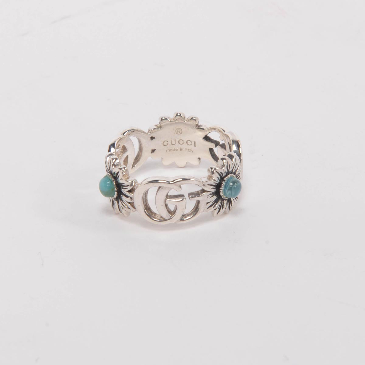 Gucci Sterling Silver MOP Double G Ring