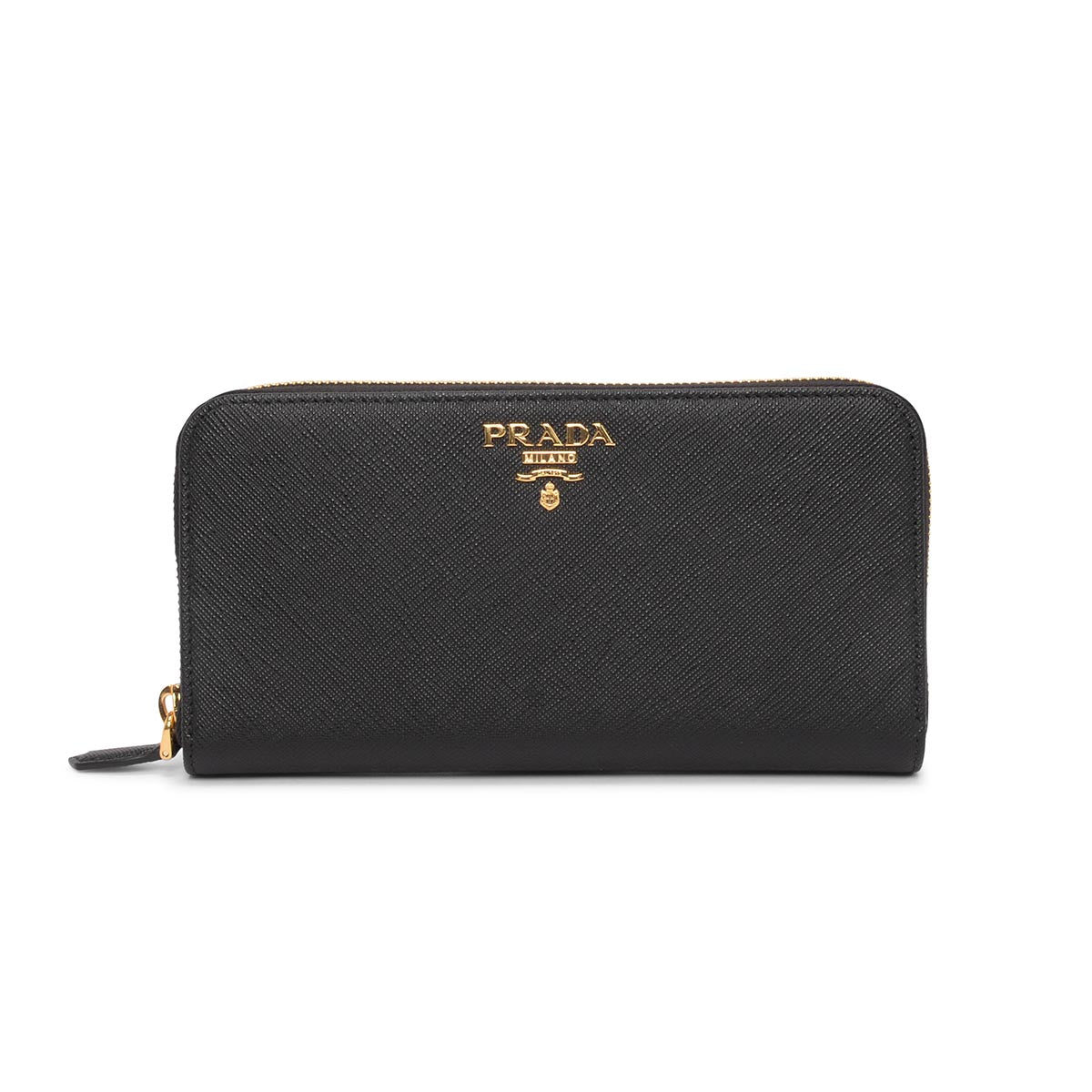 Prada Black Saffiano Leather Large Zip Wallet