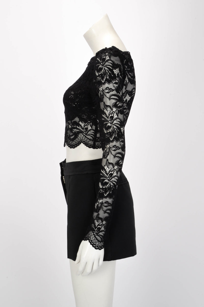 Rabanne Black Lace Crop Top FR 36