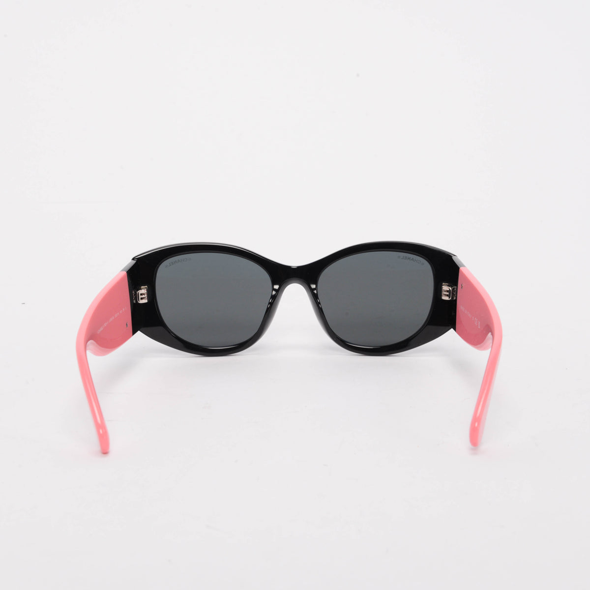 Chanel Black & Pink Acetate CC Oval Sunglasses