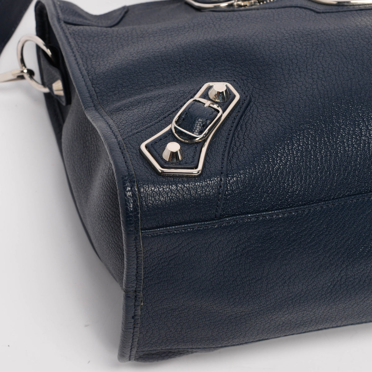 Balenciaga Navy Goatskin Metallic Edge City Bag