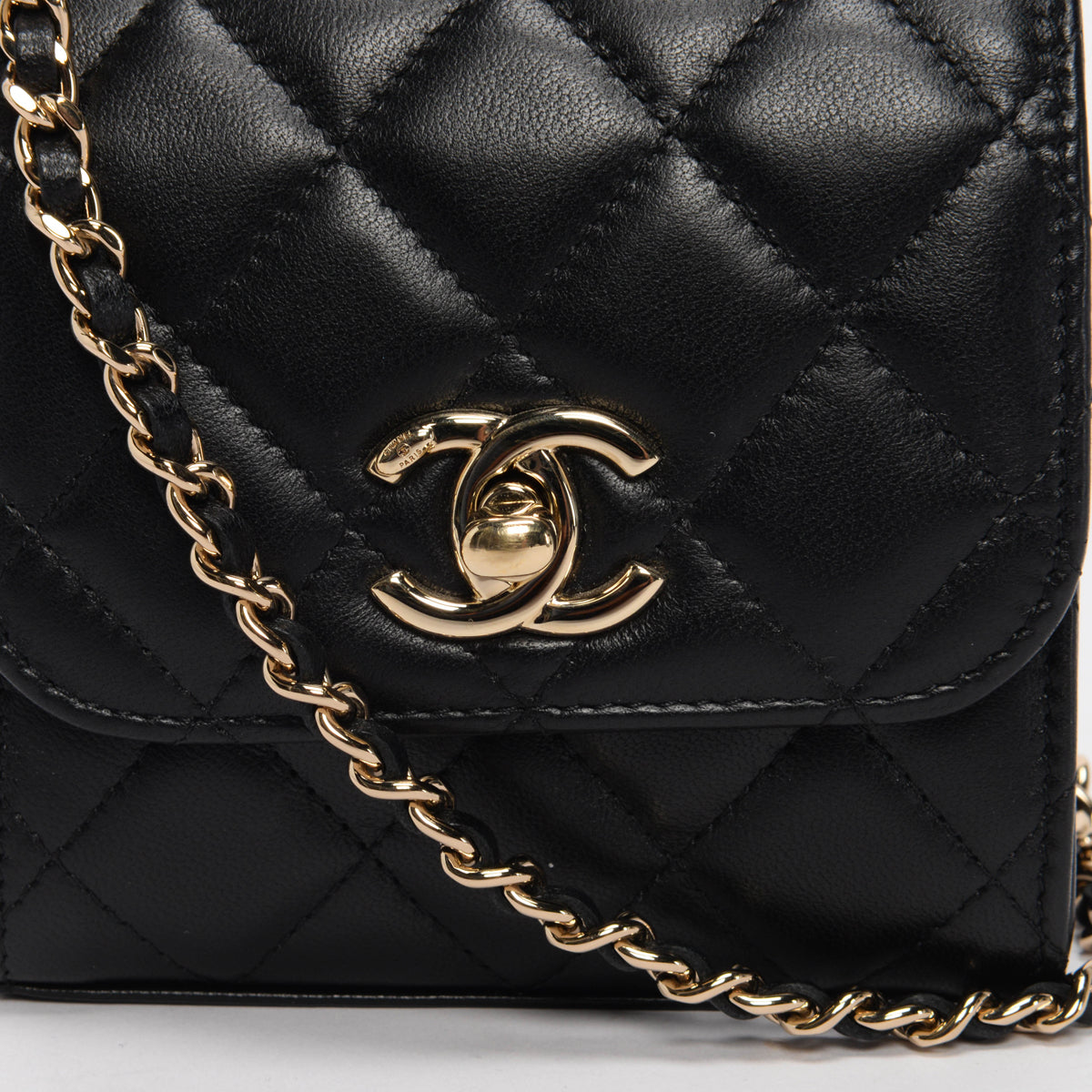 Chanel Black Quilted Lambskin Trendy CC Mini Chain Wallet