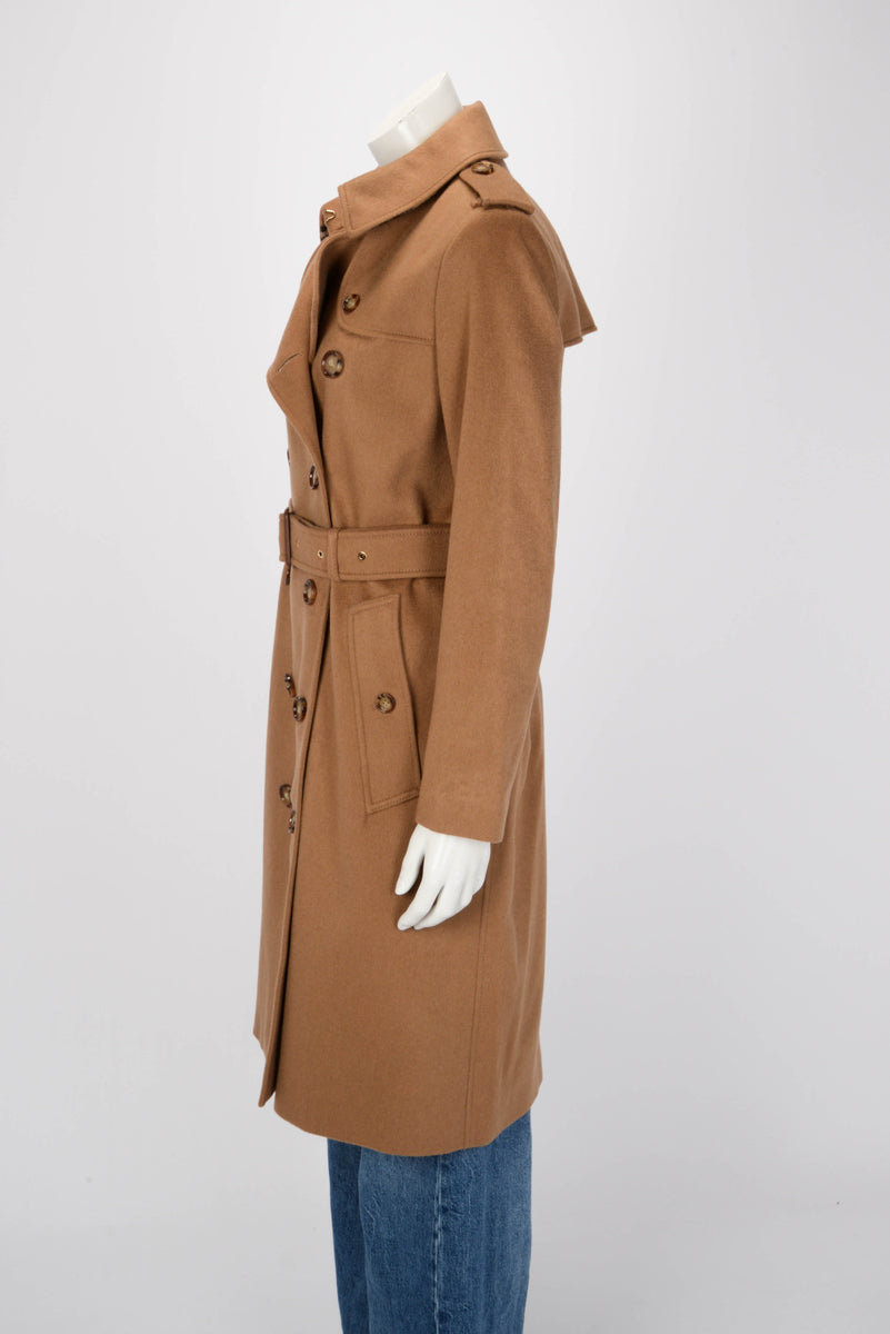 Burberry Bronze Cashmere Kensington Trench Coat UK 6