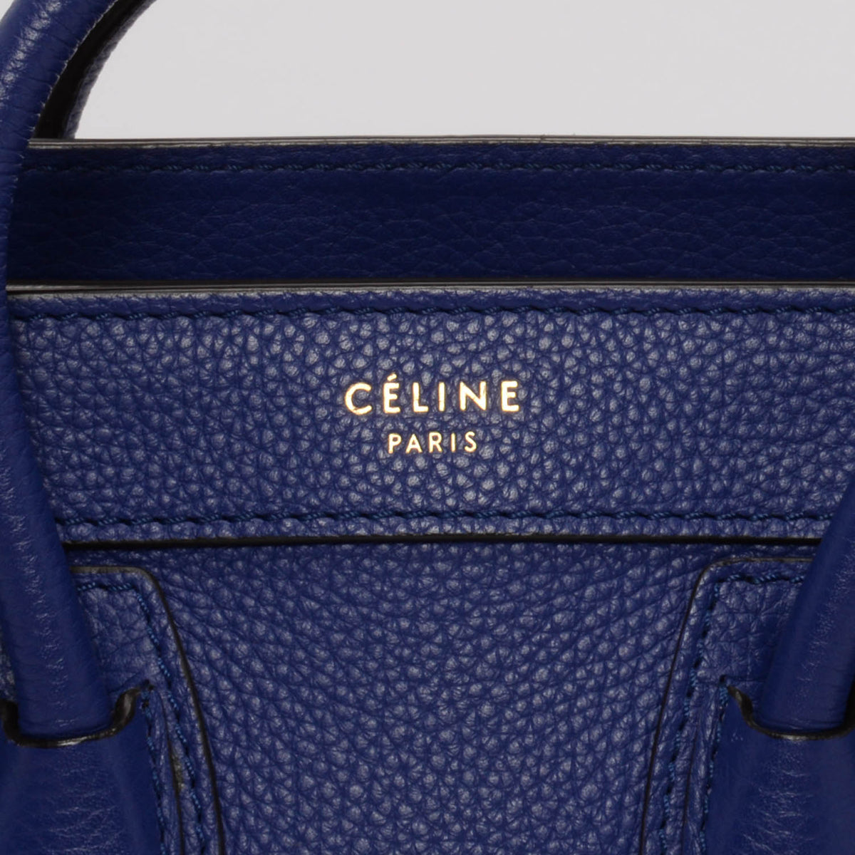 Celine Indigo Drummed Calfskin Micro Luggage Mini Bag