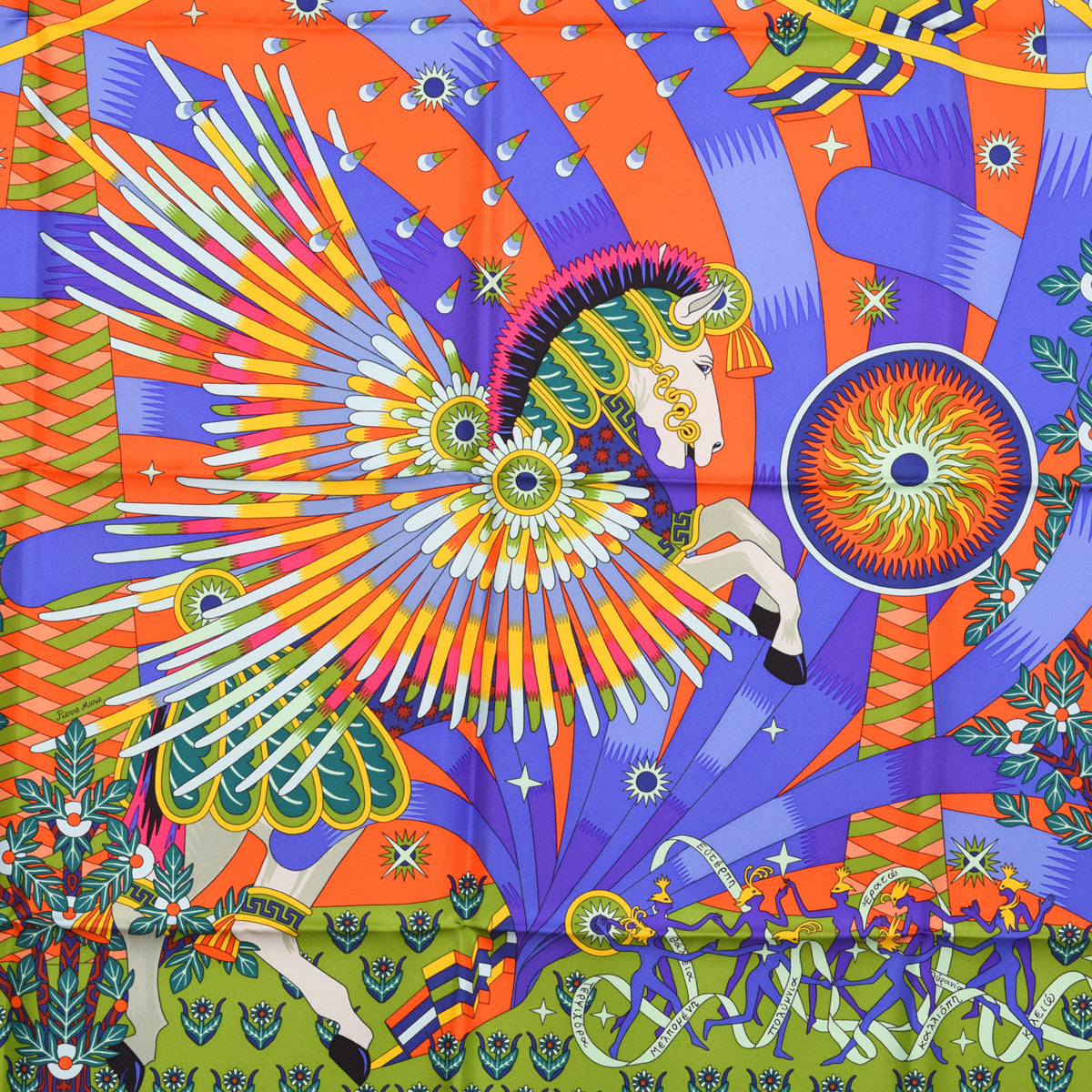 Hermes Multicolour Silk La Source De Pegase Scarf 90