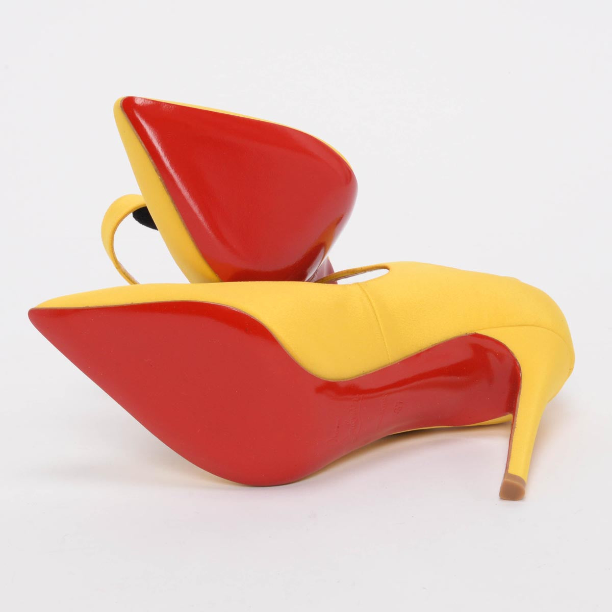 Christian Louboutin Yellow Satin Pensee Mary Jane Pumps 37