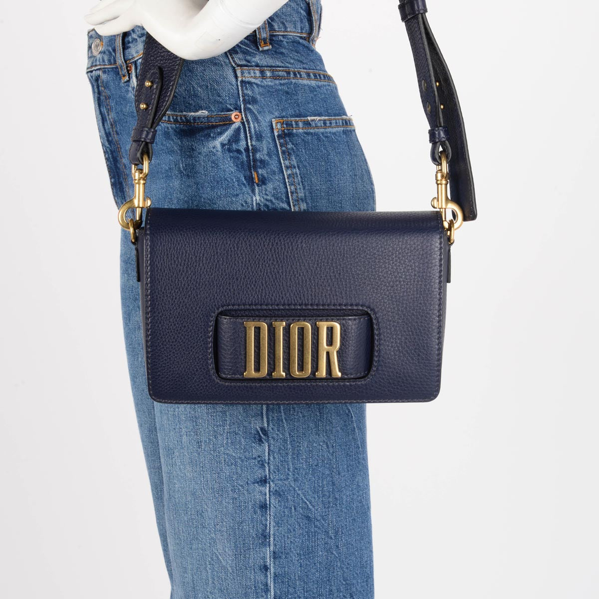 Dior Navy Grained Calfskin Dior(r)evolution Flap Bag