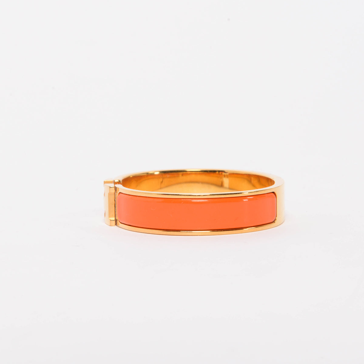 Hermes Orange Enamel Narrow Clic H Bracelet