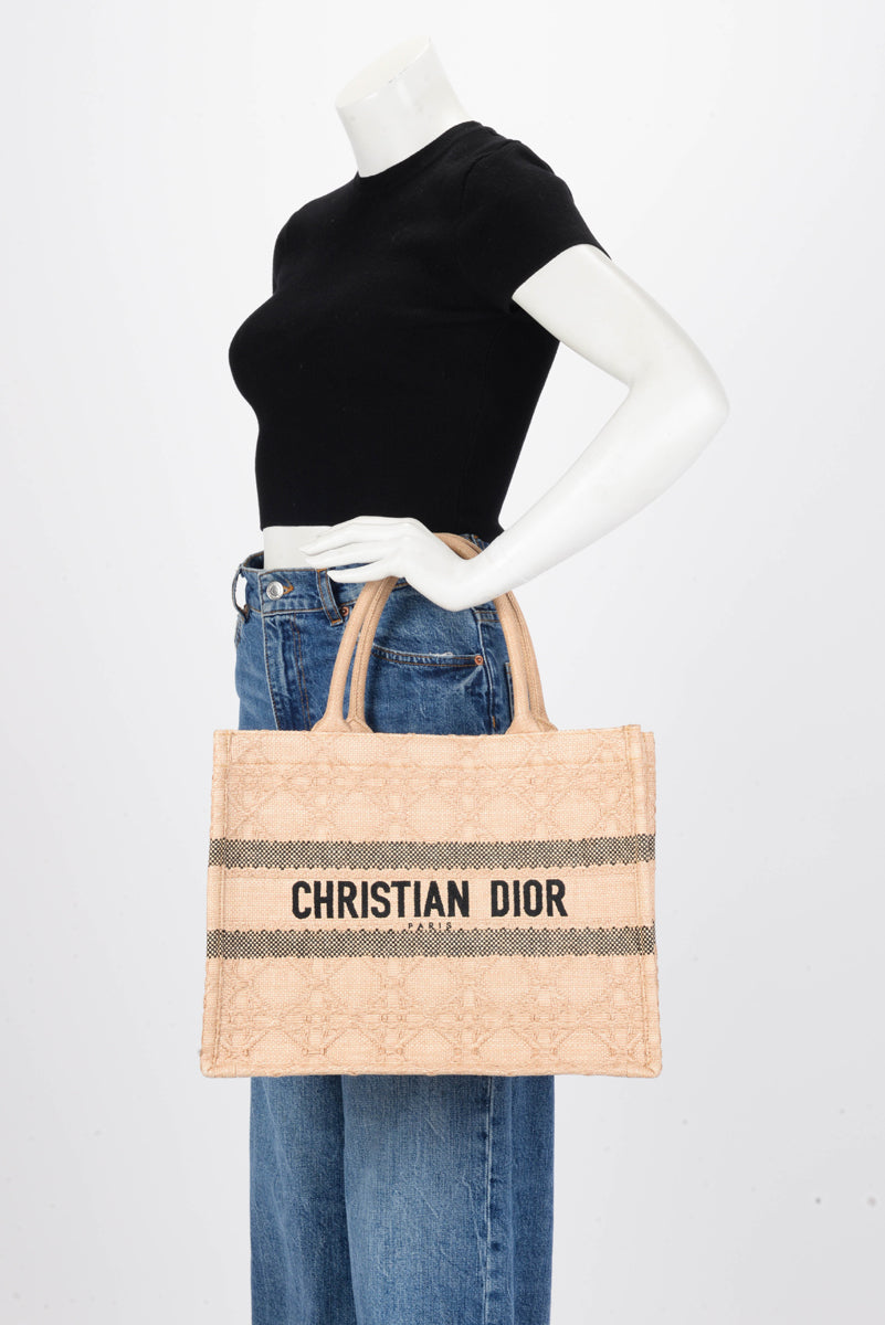 Dior Natural Cannage Raffia Medium Book Tote