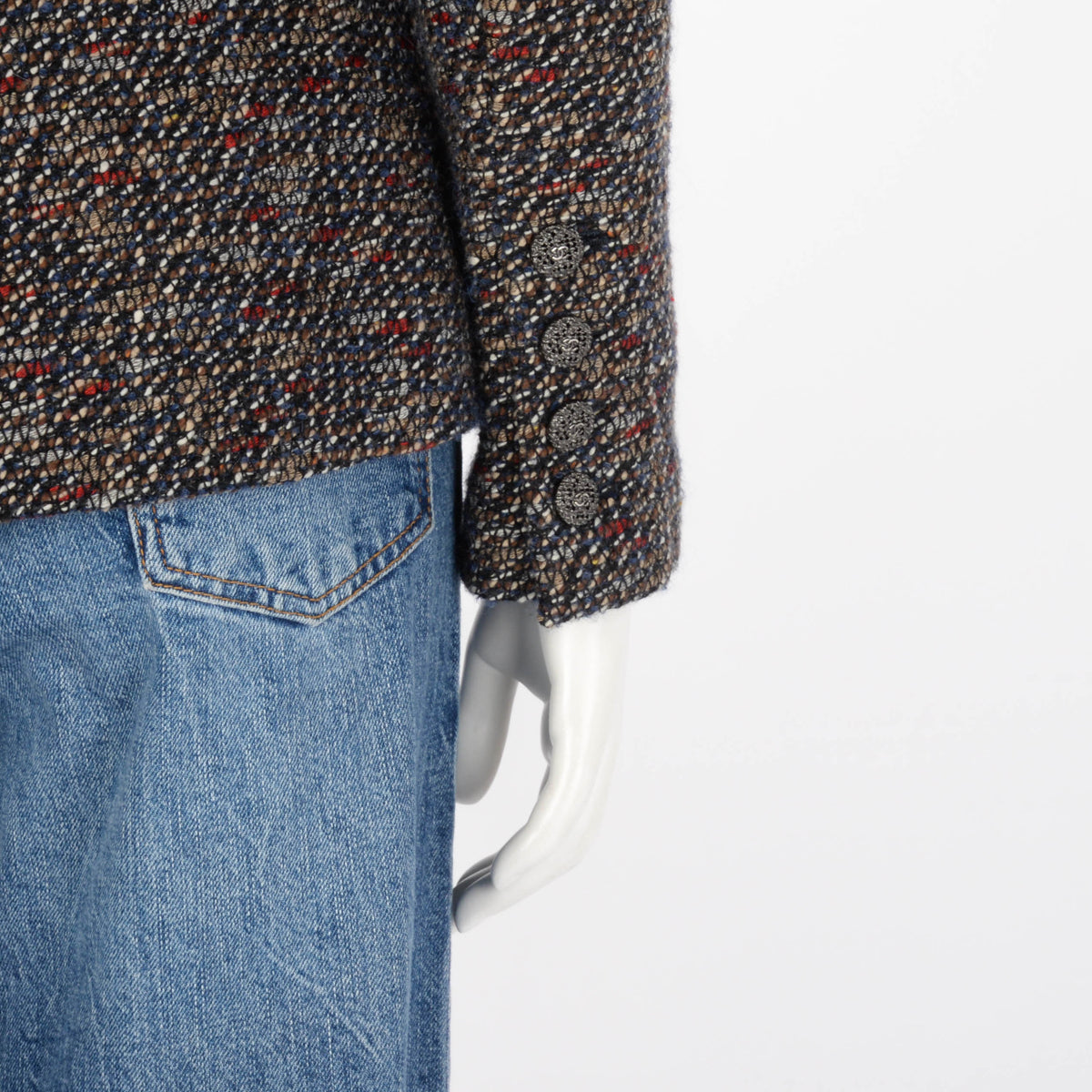 Chanel Multi Colour Fantasy Tweed High Collar Jacket FR 36