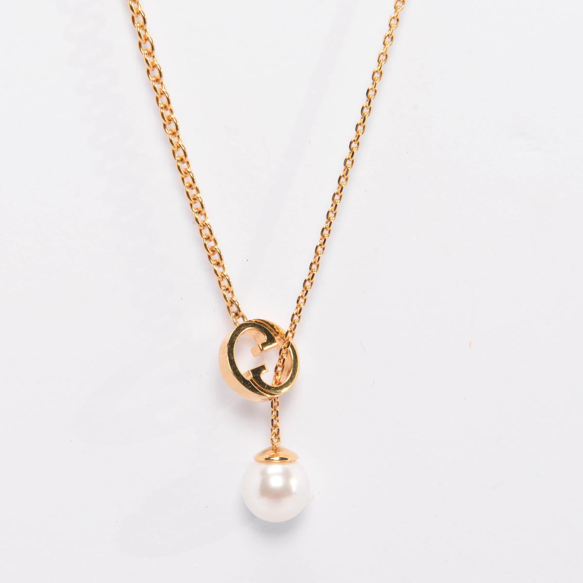 Gucci Gold Tone Blondie Pearl Drop Necklace