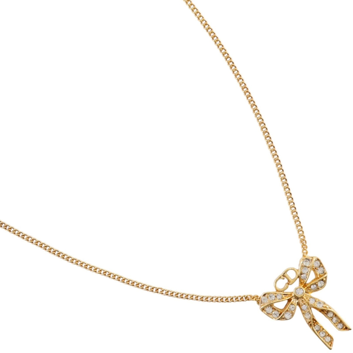 Dior Gold Tone Crystal Bow CD Pendant