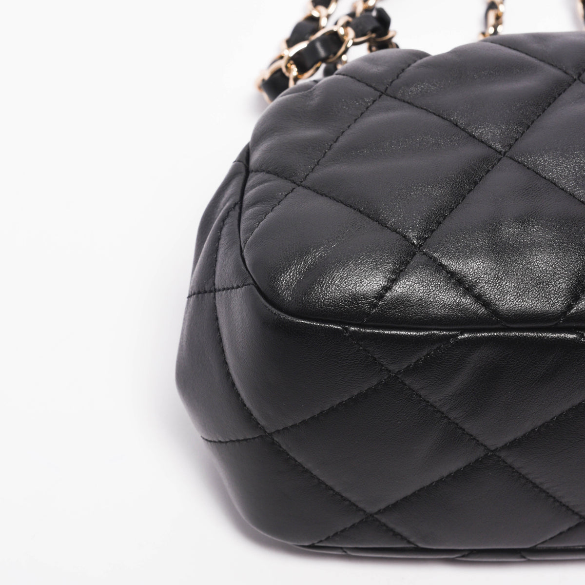 Chanel Black Quilted Lambskin CC Kisslock Clutch