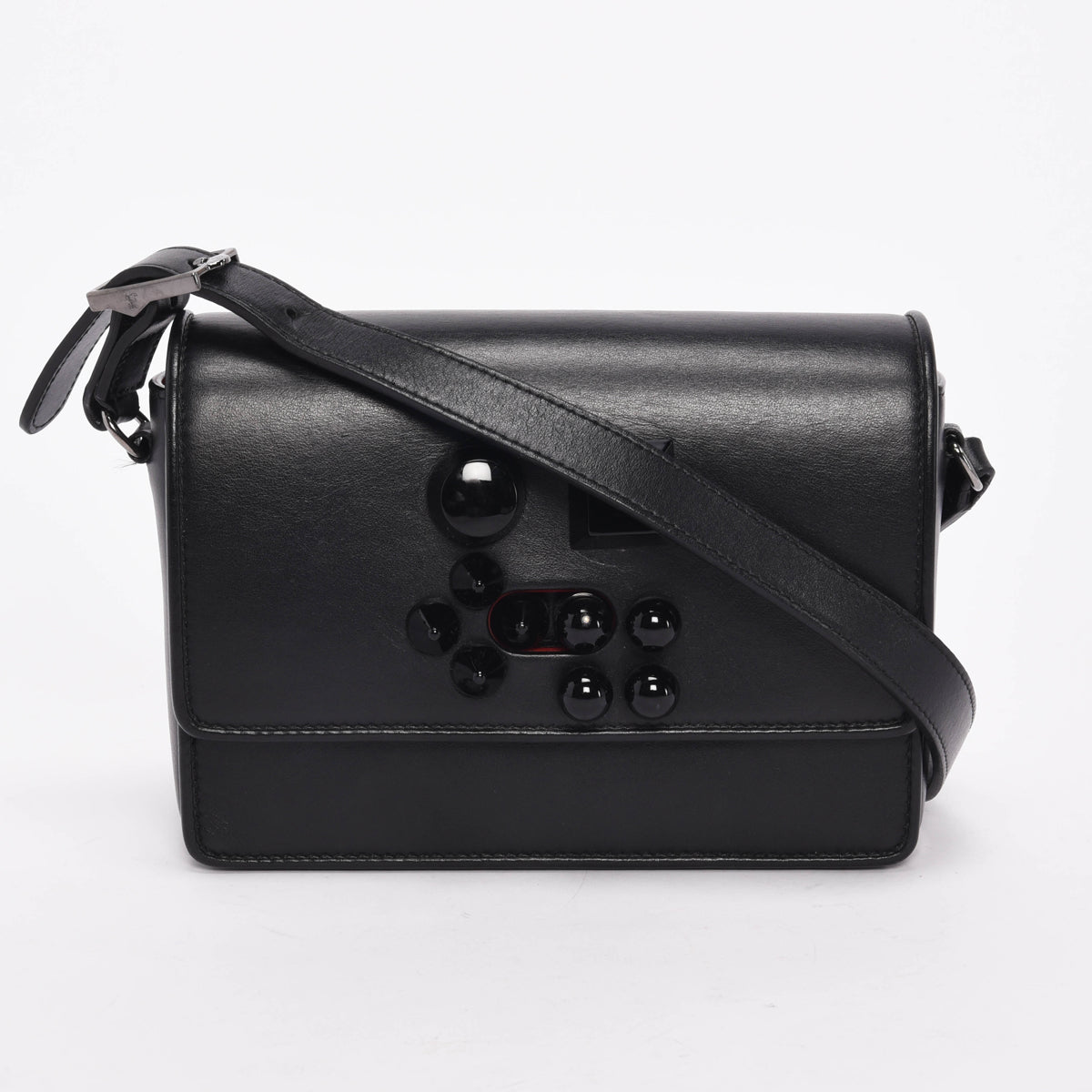Christian Louboutin Black Calfskin Studded Carasky Cross Body Bag