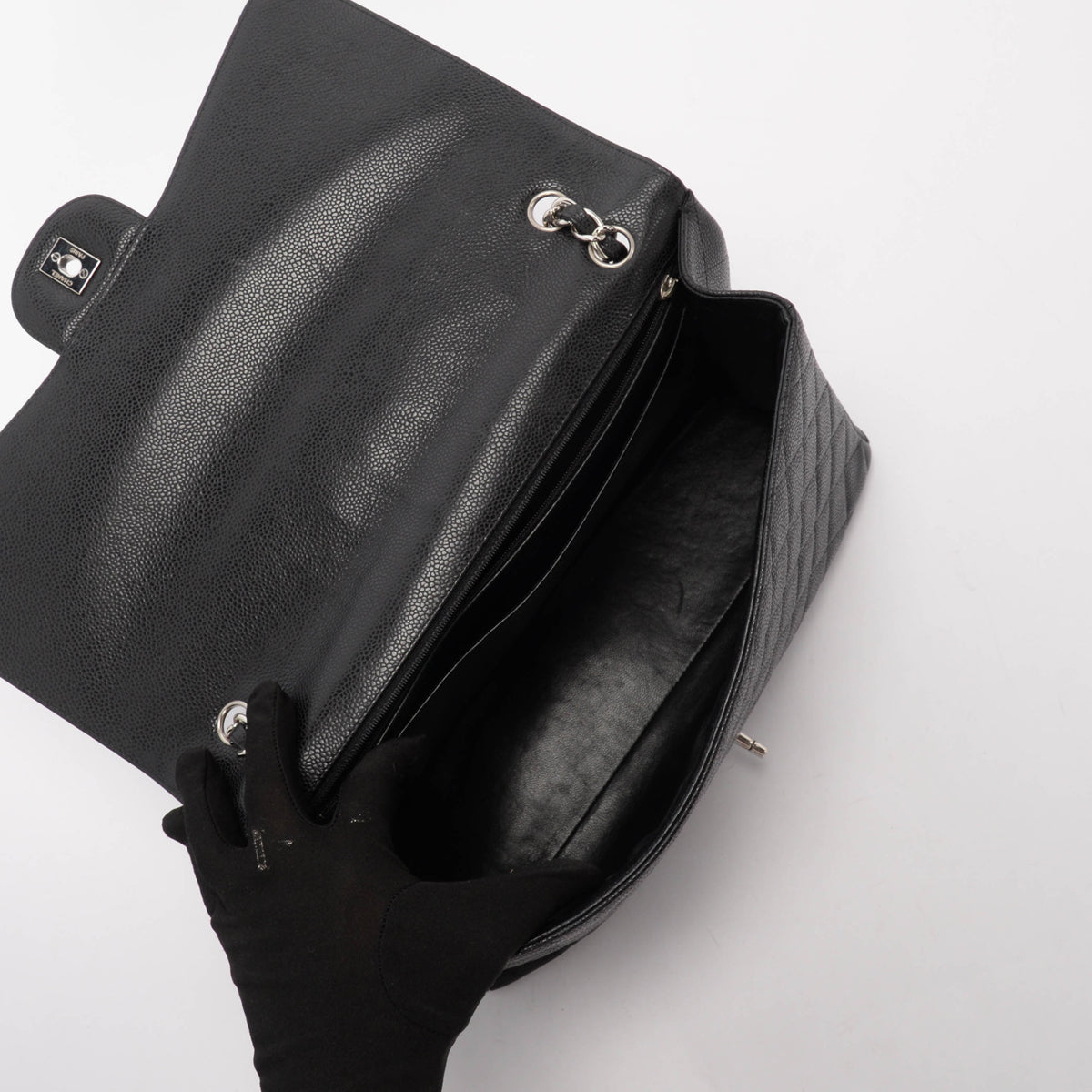 Chanel Black Quilted Caviar Jumbo Single Flap Bag