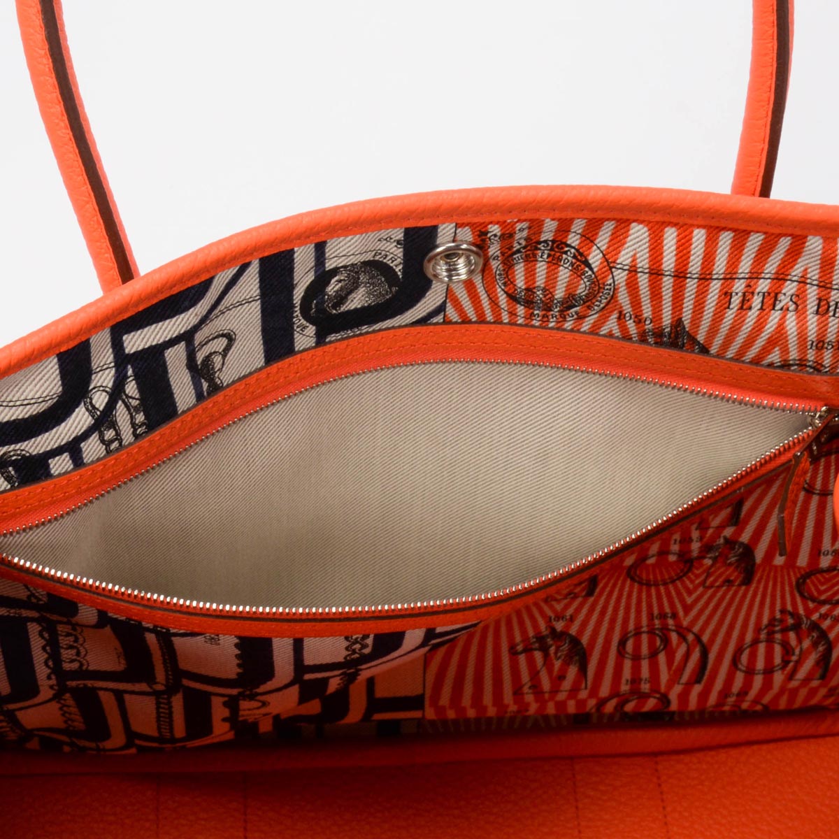 Hermes Orange Poppy Negonda Canvas Lined Garden Party 36