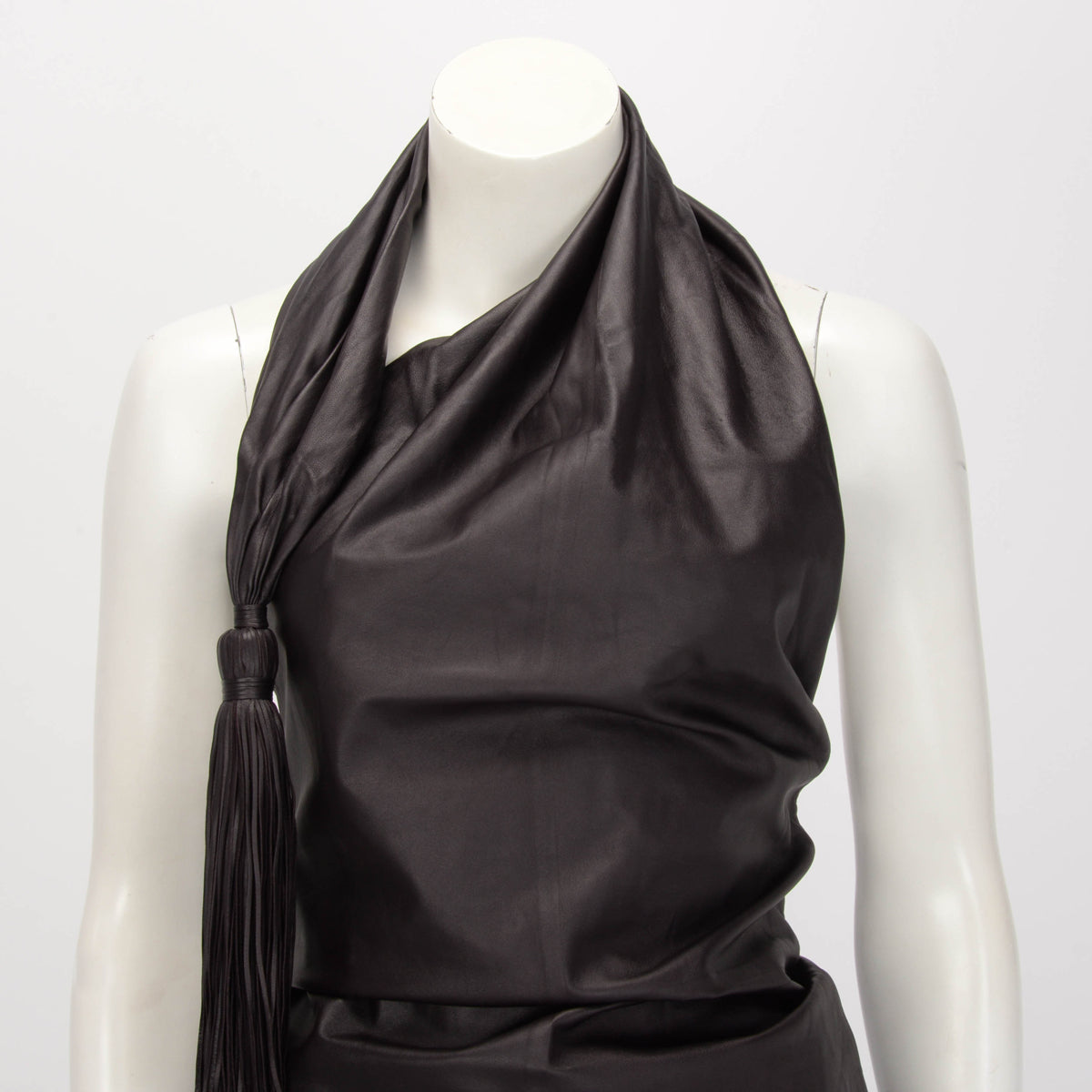 Bottega Veneta Chocolat Lambskin Tassel Halter Top IT 36