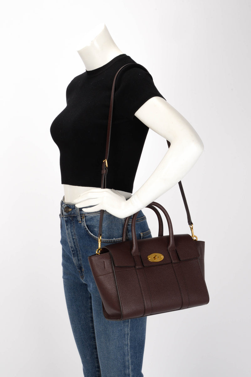 Mulberry Oxblood Classic Grain Small Bayswater With Strap