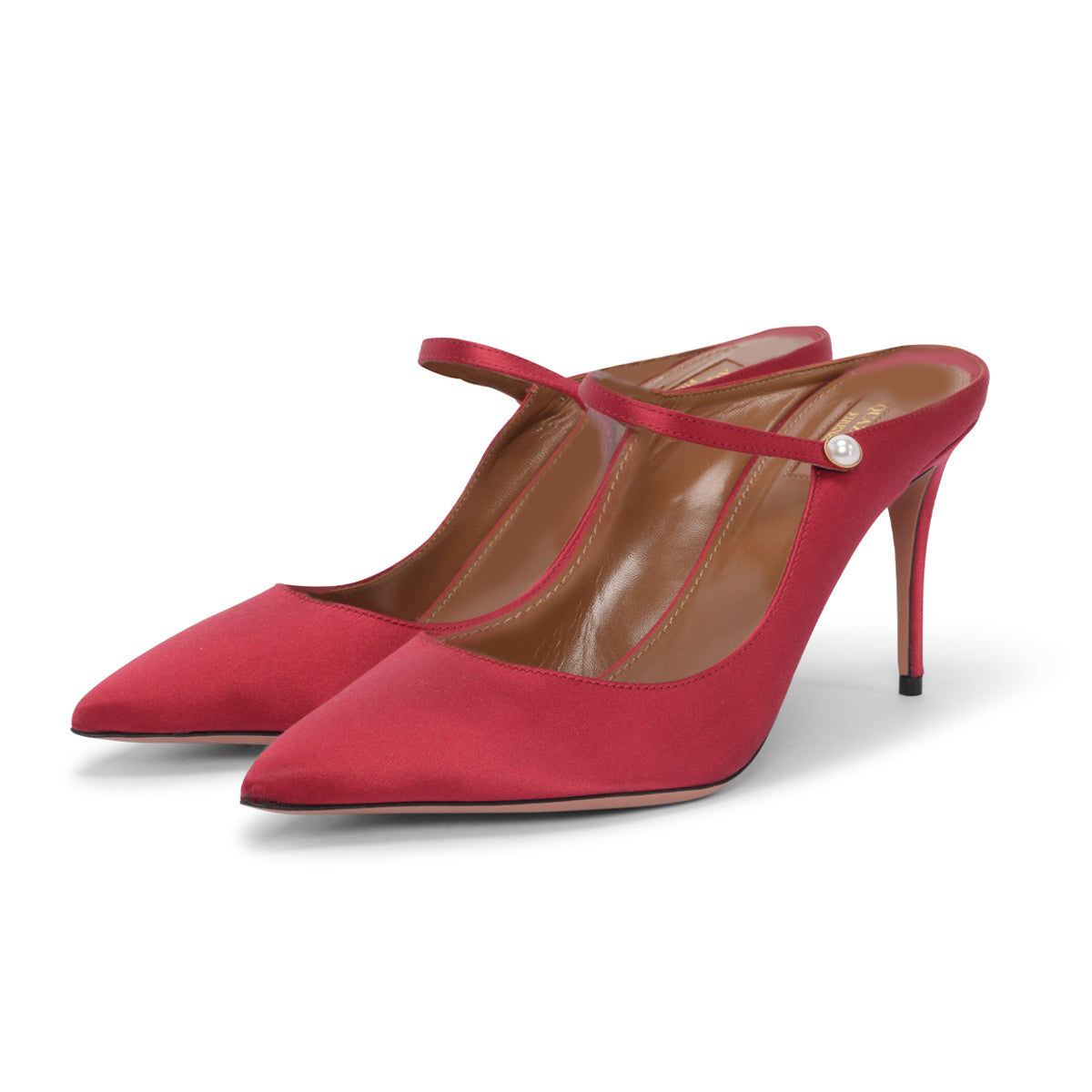 Aquazzura Dark Red Satin Nolita Mules 40.5