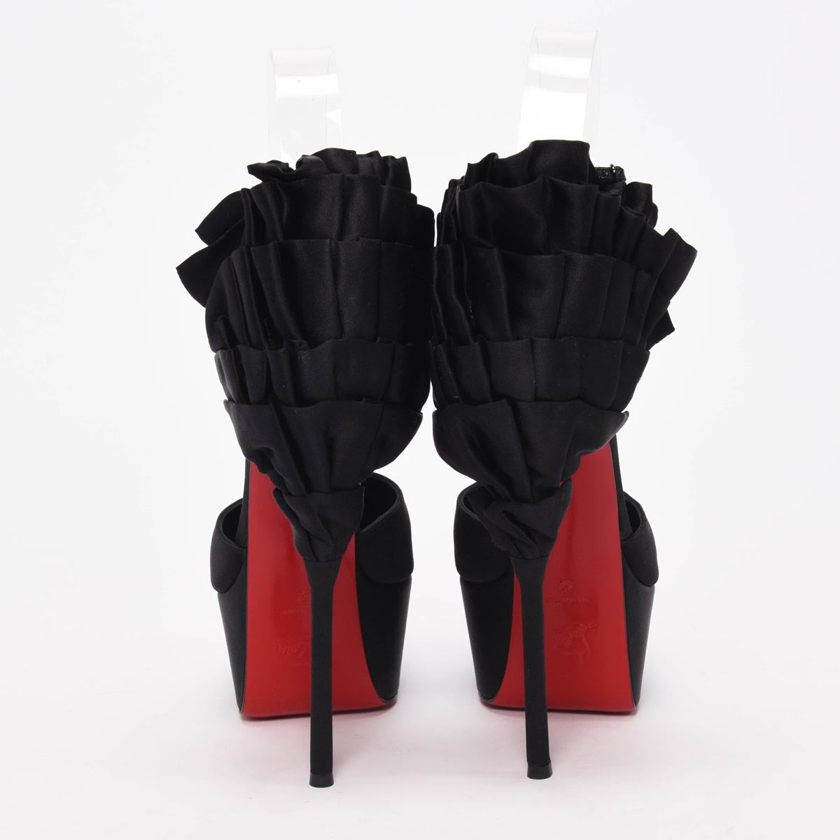 Christian Louboutin Black Satin Maria Frou Alta Platform Pumps 42