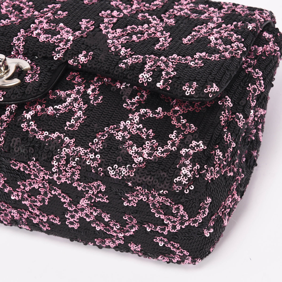 Chanel Black & Pink CC Sequins Medium Flap Bag