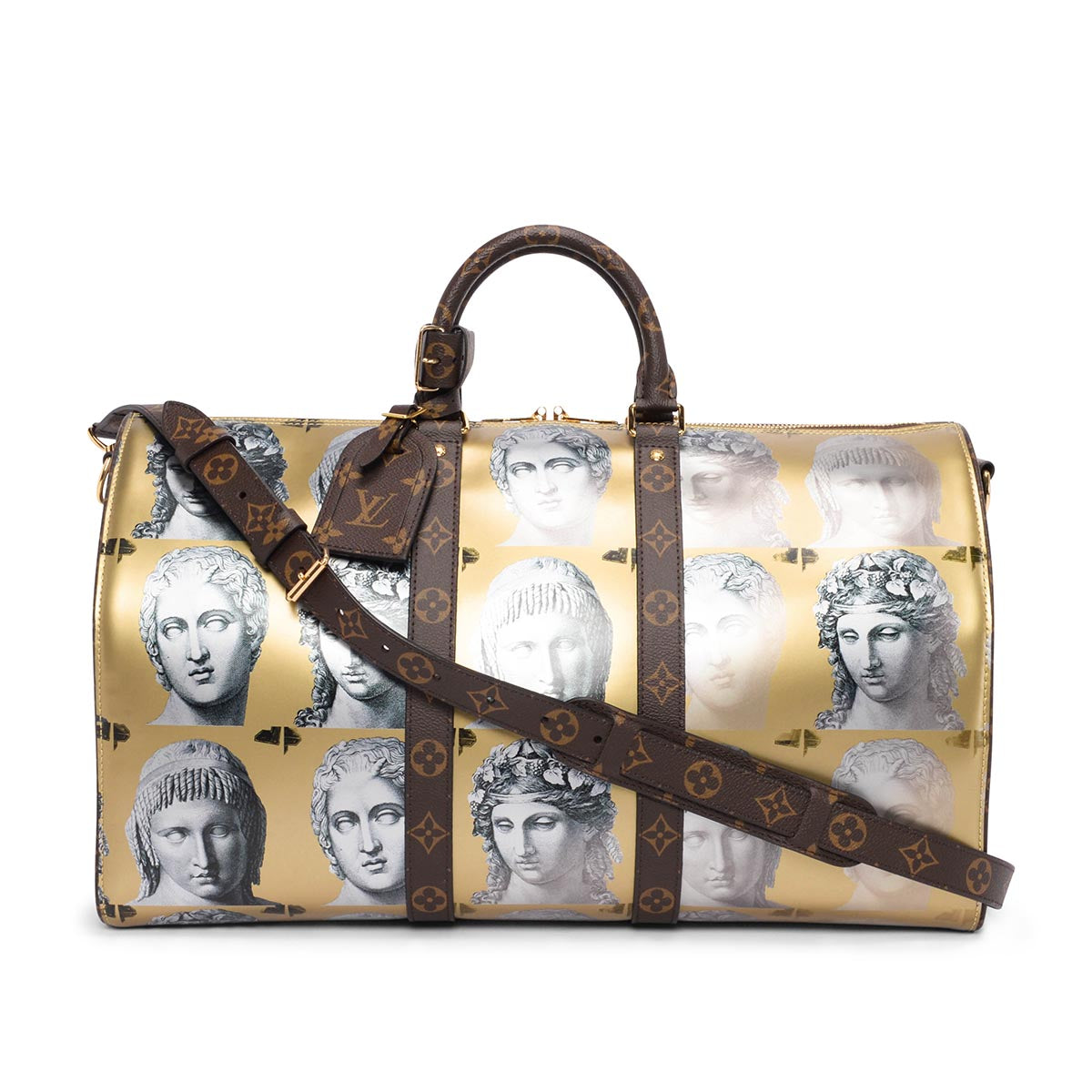 Louis Vuitton Gold Calfskin Fornasetti Keepall Bandouliere 45