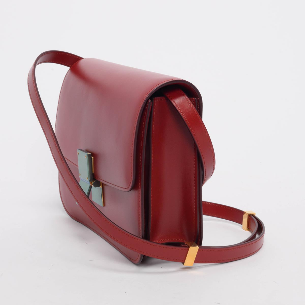 Celine Red Liege Calfskin Medium Classic Box Bag