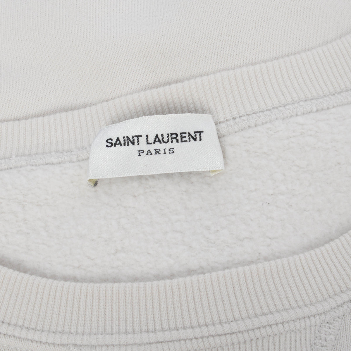 Saint Laurent Off White Cotton Logo Print Sweater M