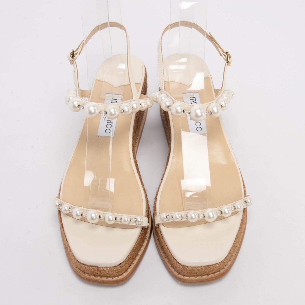 Jimmy Choo White Rope Amatuus Embellished Sandals 41