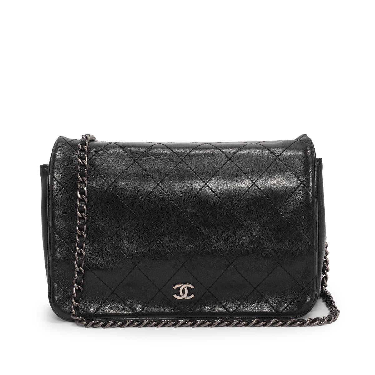 Chanel Black Quilted Lambskin Full Flap CC Wallet on Chain