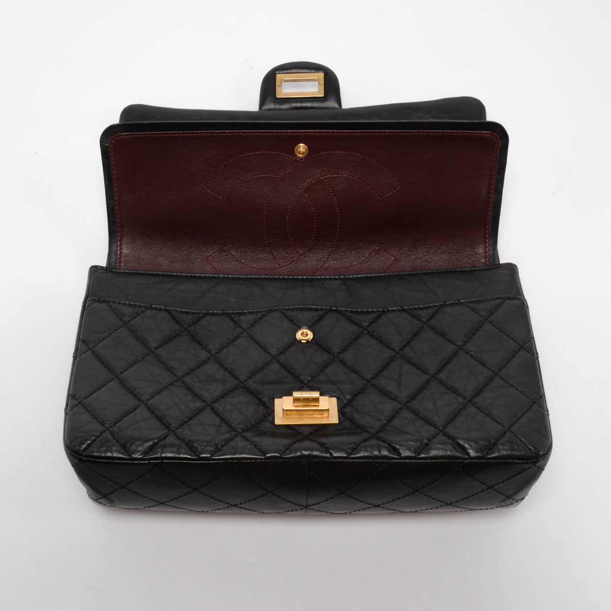 Chanel Black Aged Calfskin 2.55 Reissue 227 Flap Bag