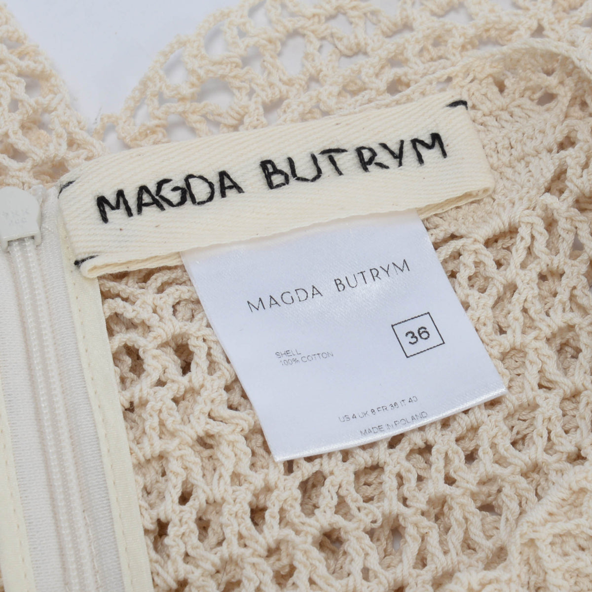 Magda Butrym Cream Cotton Crochet Top EU 36