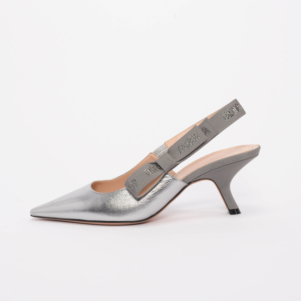 Dior Silver Lambskin J'Adior Slingback Pumps 39.5