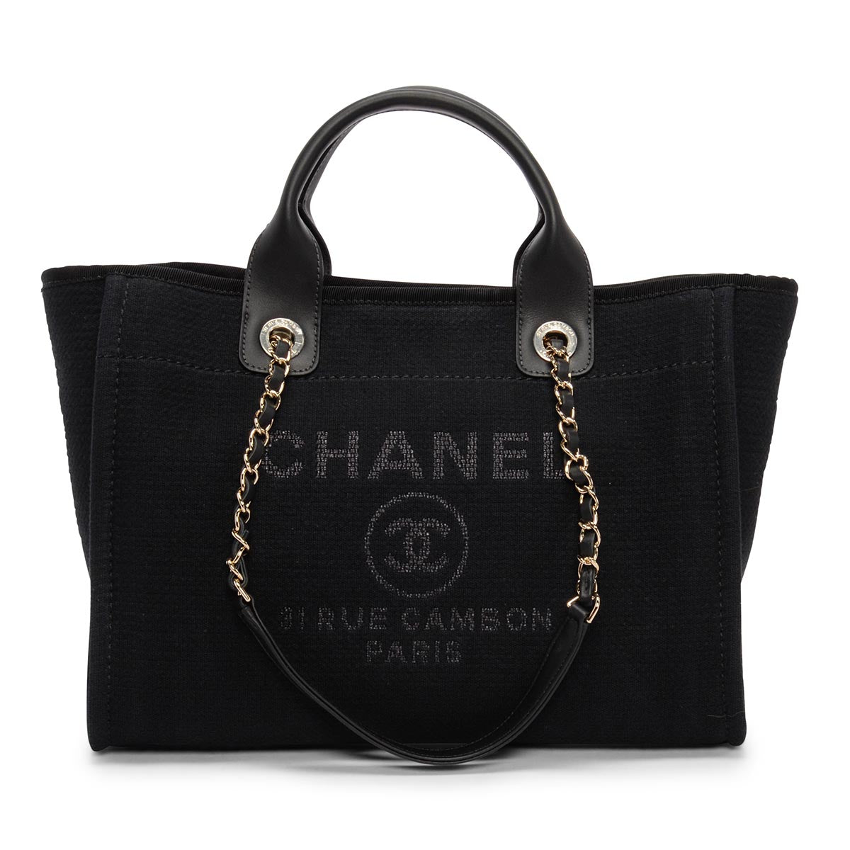 Chanel Black Canvas Small Deauville Tote