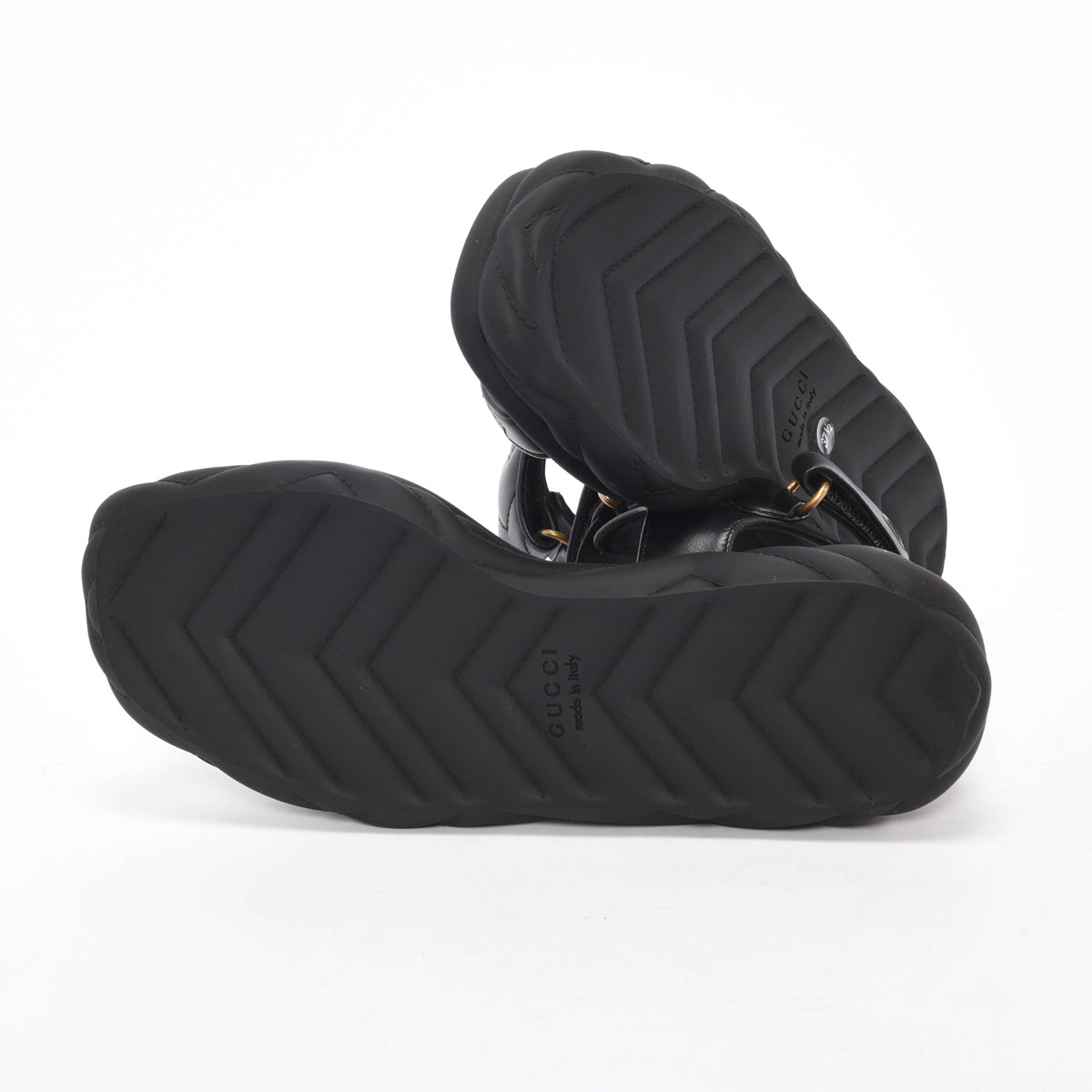 Gucci Black Matelasse GG Marmont Sandals 37.5