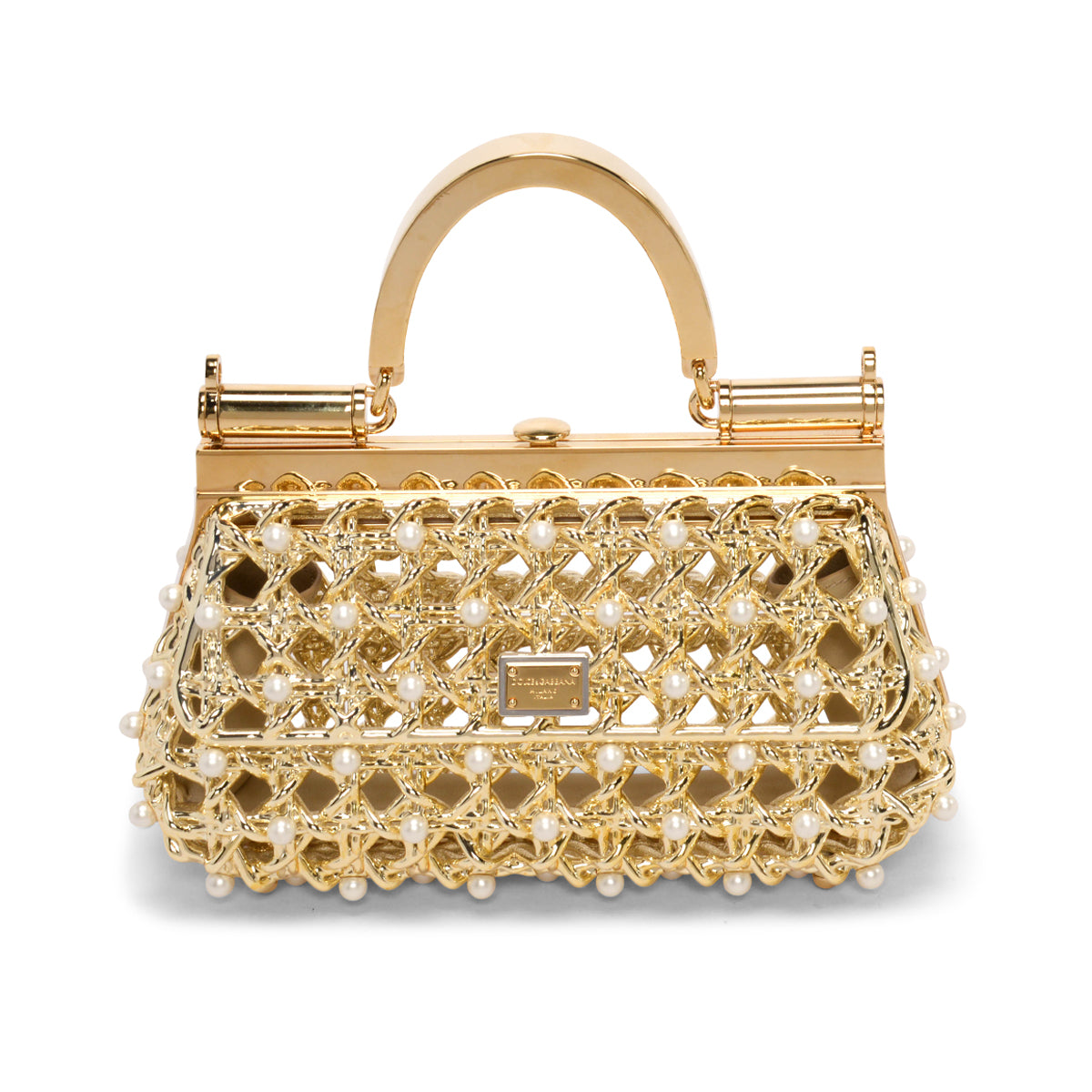 Dolce & Gabbana Gold Pearl Caged Sicily Bag