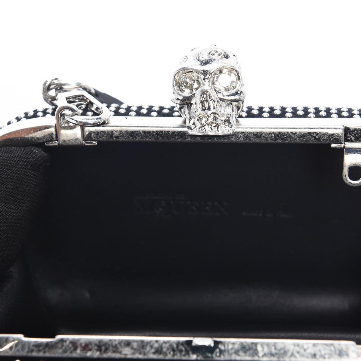 Alexander McQueen Black Studded Suede Skull Clutch
