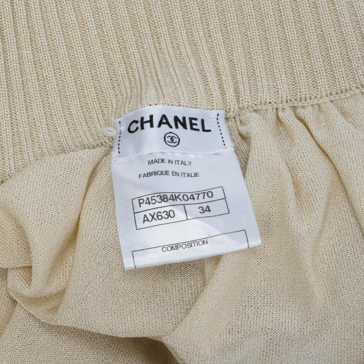 Chanel Champagne Knit Skirt FR 34