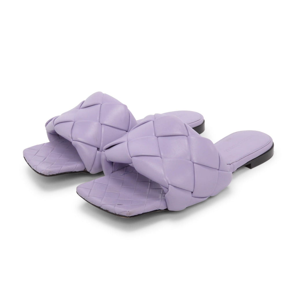 Bottega Veneta Lilac Intrecciato Lido Flat Sandals 37.5