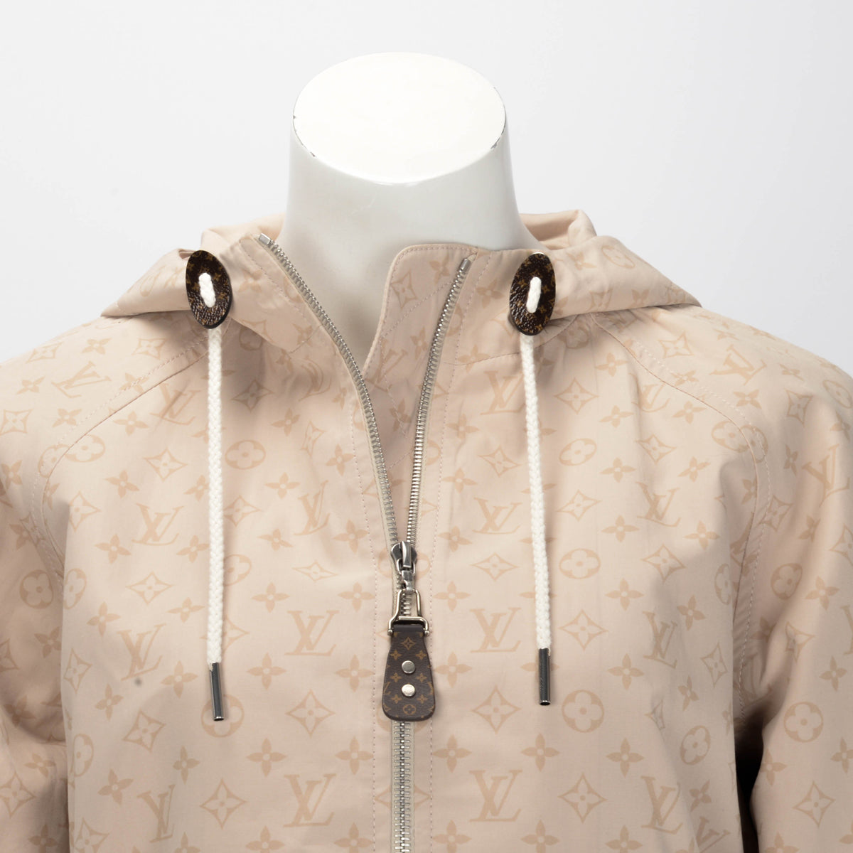 Louis Vuitton Beige Monogram Cotton Windbreaker Jacket FR 34